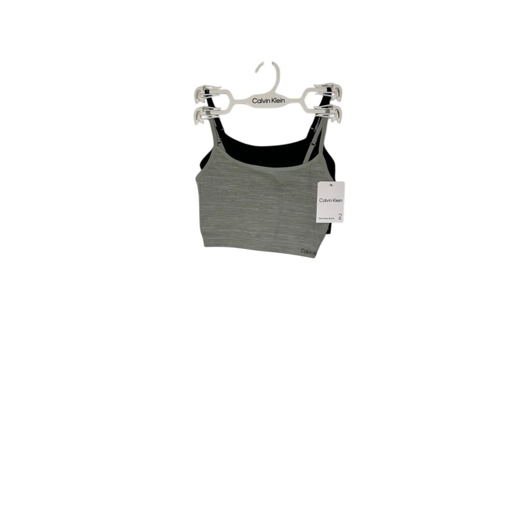 Calvin Klein Kids Seamless Bralette 2 Pack Gray & Black Adjustable Straps Medium